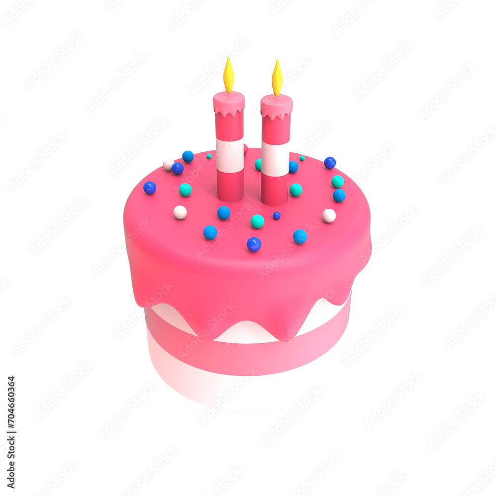 3d render Happy birthday party cake with candles isolated illustration 3d render Happy birthday party cake with candles isolated illustration