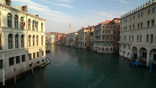 Morning view of Canal Grande from Ponte di Rialto bridge in Venice, Italy photo