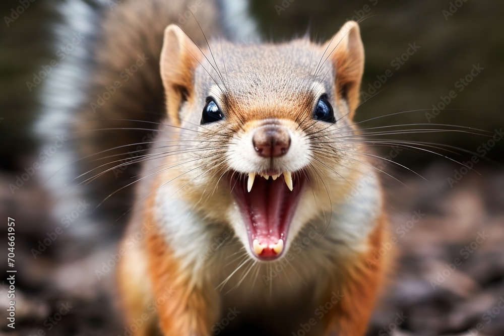 Close-up of an angry squirrel baring its teeth Close-up of an angry squirrel baring its teeth