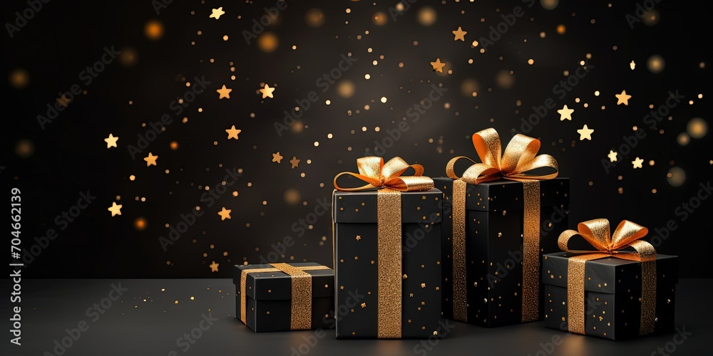 Gifts,Christmas and New Year mood,black and gold color Gifts,Christmas and New Year mood,black and gold color