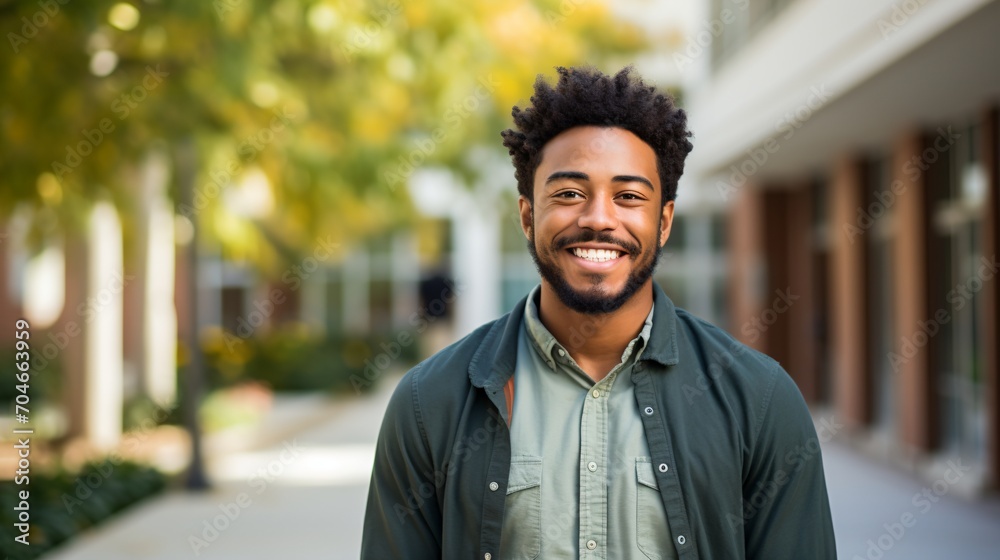 Obraz premium Happy African American man smiling