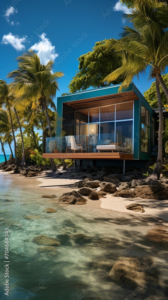 Modern beach house with a tropical setting