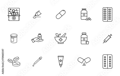 Pharmaceutical dosage editable stroke outline icon isolated on white background flat vector illustration