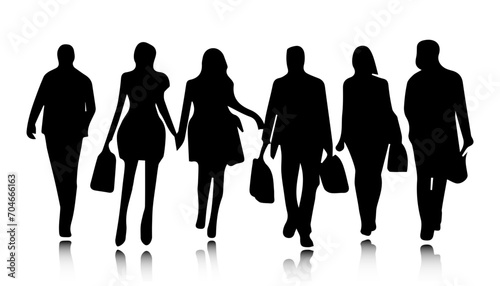 People shopping silhouette vector set