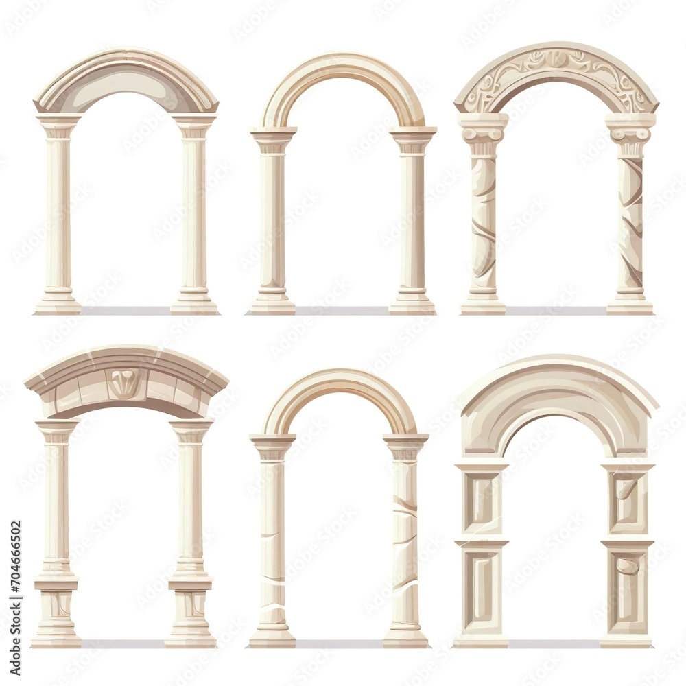 Ancient greek stone pillar roman arches white marble