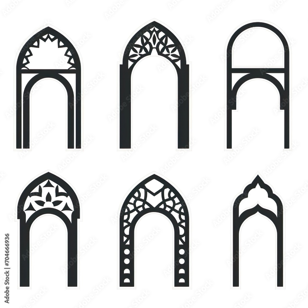 Traditional arabic design vector shape of a window or door arch gate.