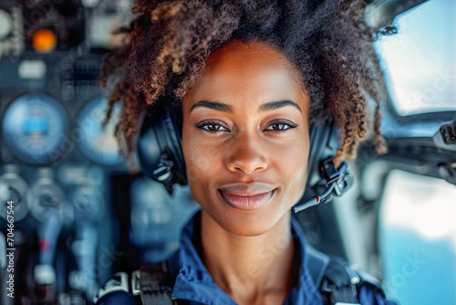 Confident Black Woman Pilot Portrait