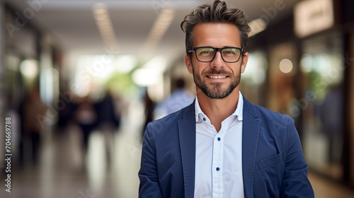 Bearded man in glasses smiling