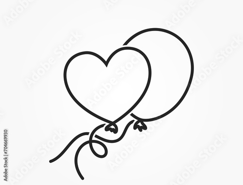 heart balloon line icon. love and romantic symbol. vector image for valentines day design