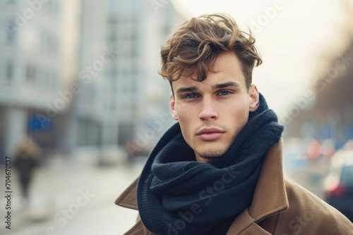 Fashionable young European man posing in an urban setting