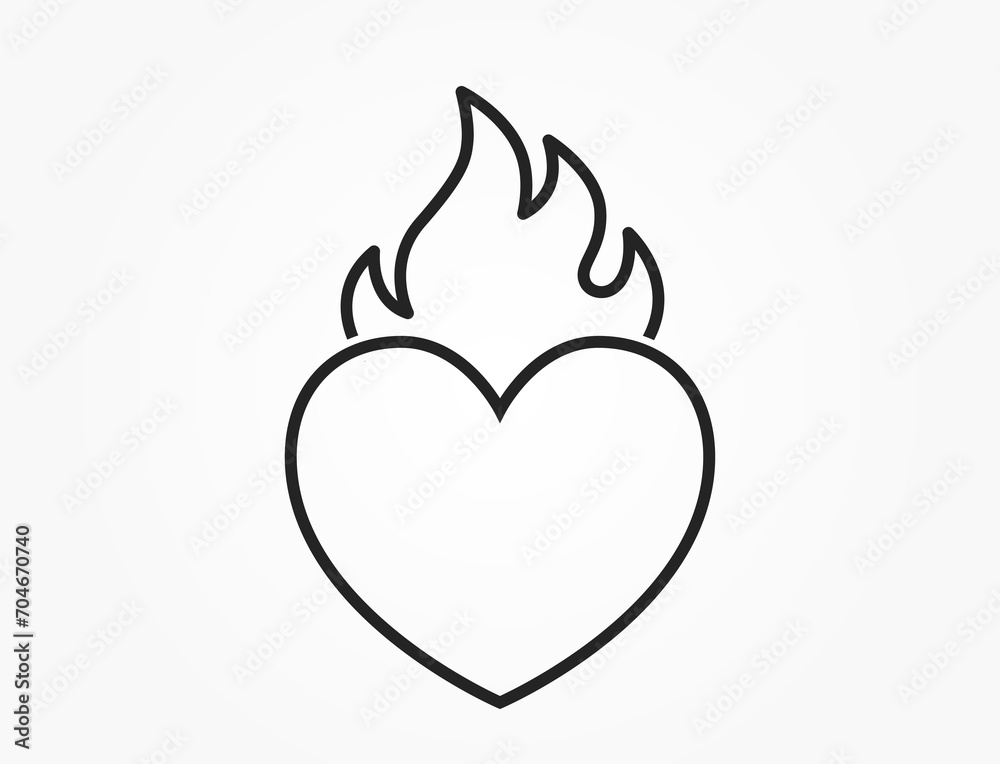 flaming heart line icon. love and romantic symbol. vector image for valentines day design flaming heart line icon. love and romantic symbol. vector image for valentines day design