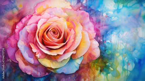 Isolated rainbow rose as wallpaper background illustration #704670726