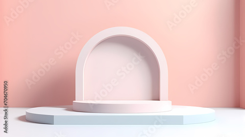 Simple product booth, podium, stage, product commercial photography background, cosmetics booth, 3D rendering