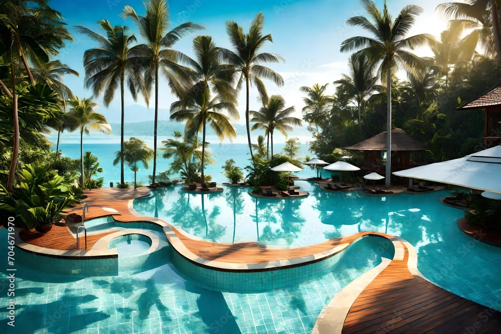 Obraz premium swimming pool in tropical resort