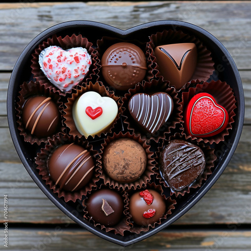 Love heart gift box chocolates - AI Generated