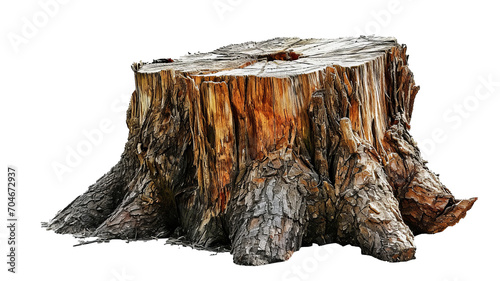 Remains of a felled tree. Tree stump on a transparent background