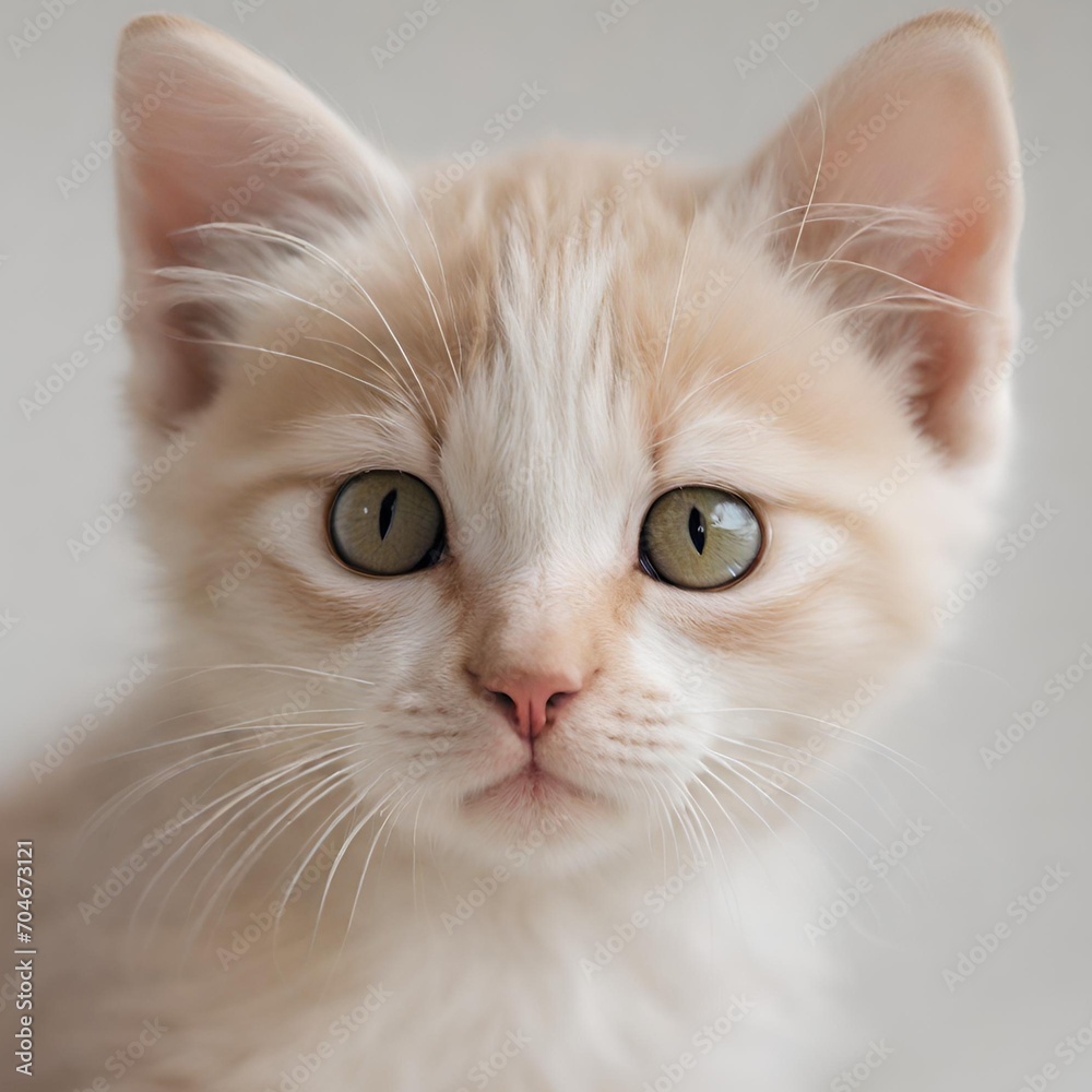 Close up of Cute White Kitten  