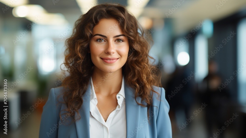 Confident young businesswoman in a blue suit Confident young businesswoman in a blue suit