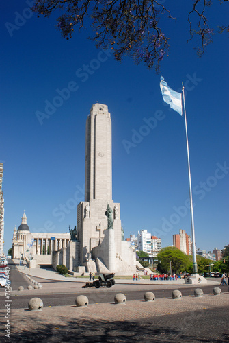 ROSARIO, ARGENTINA June 2023: Front view of the National Flag Monument located in the city of Rosario, Argentina. Monument to the flag. memorial monument