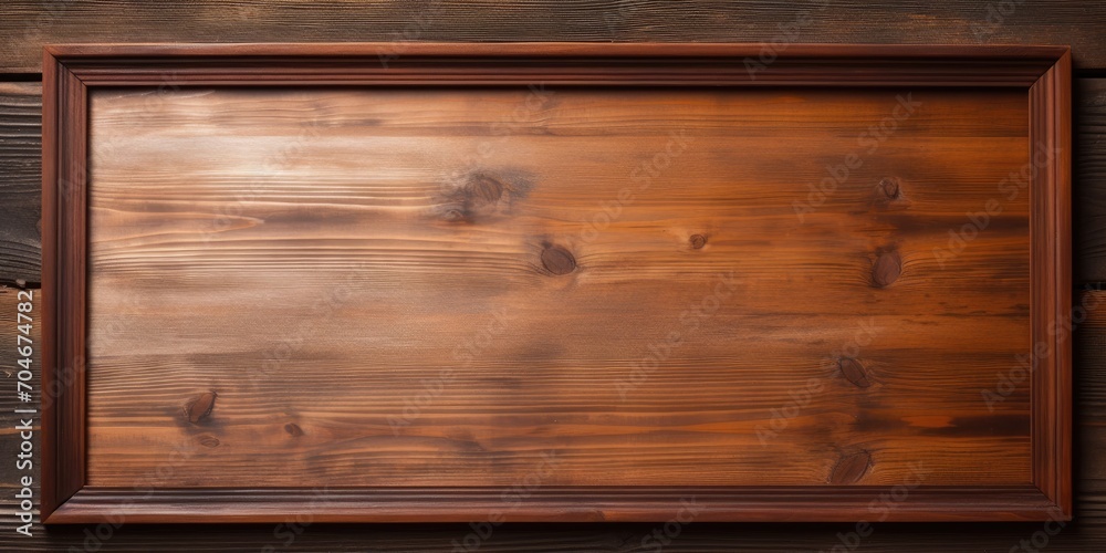 Empty frame on a wooden surface.