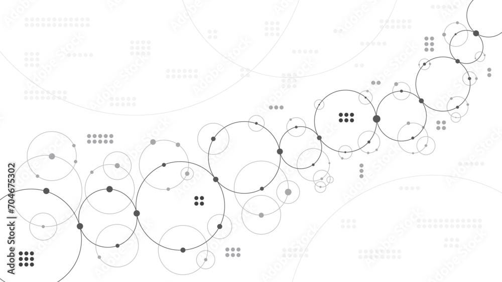 Technology abstract background. Abstract geometric background. Connected circles. Network of circles.