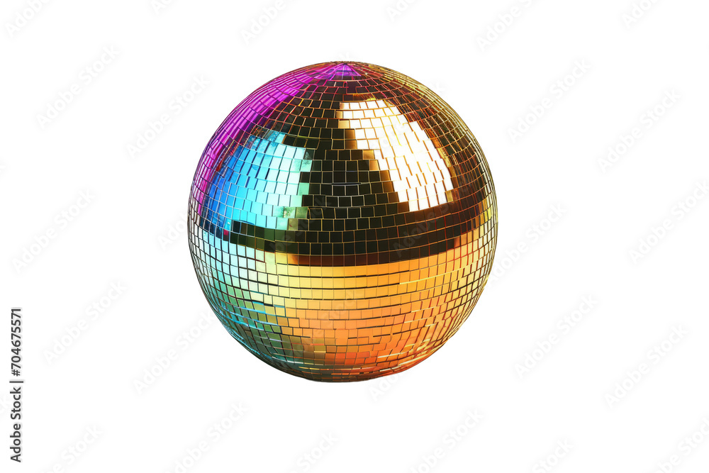 Shining mirror ball of the disco reflects many colors of the rainbow. Shiny surface of the mirror ball. A glowing display of rainbow shades of a disco ball, cut out - stock png. Shining mirror ball of the disco reflects many colors of the rainbow. Shiny surface of the mirror ball. A glowing display of rainbow shades of a disco ball, cut out - stock png.