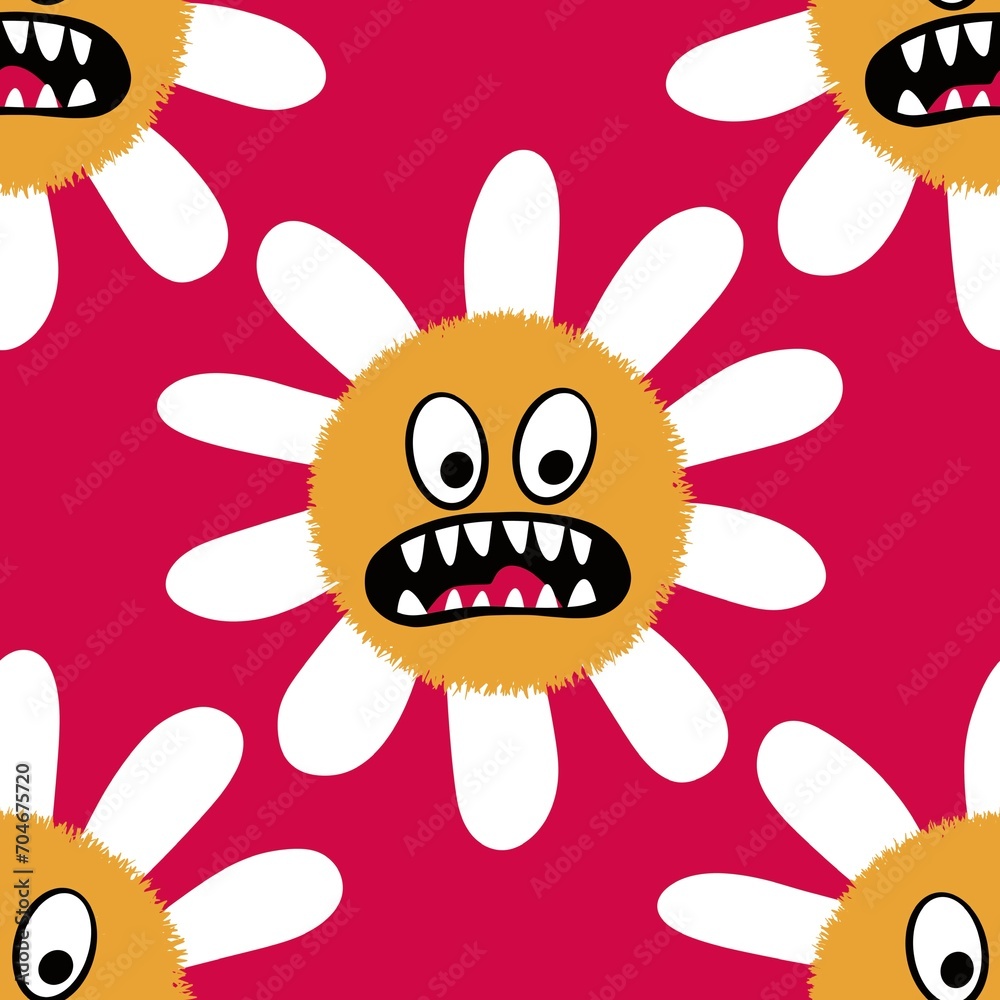Cartoon retro floral seamless flower and butterfly pattern for fabrics and linens and kids clothes print Cartoon retro floral seamless flower and butterfly pattern for fabrics and linens and kids clothes print