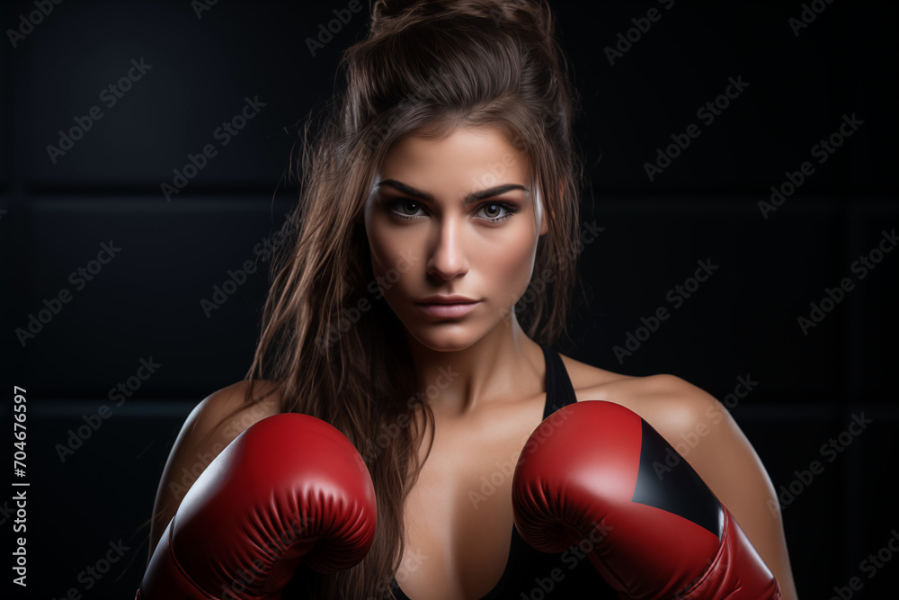 Boxer Woman with Boxing Gloves in the Gym Boxer Woman with Boxing Gloves in the Gym