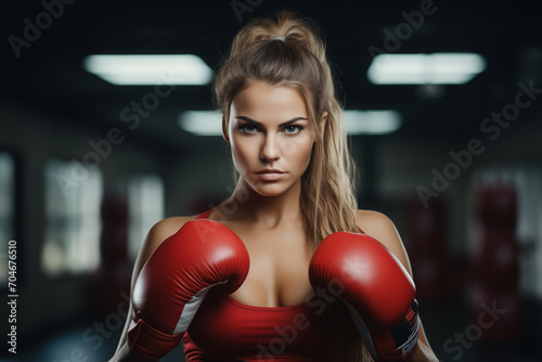 Boxer Woman with Boxing Gloves in the Gym © imagemir