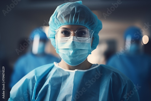 Female Surgeon in Mask in the Operating Room