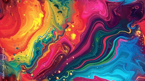  a close up of a multicolored background with a lot of drops of paint on the bottom of the image. © Anna