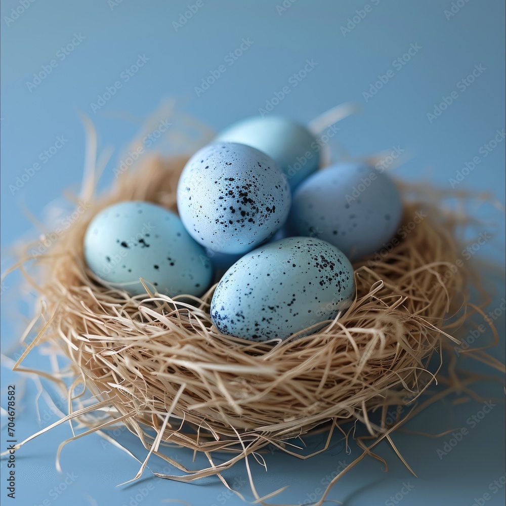 Obraz premium Easter basket with egg holiday background. Easter eggs beautiful colors