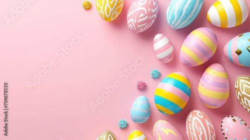Easter egg holiday background. Easter eggs beautiful colors