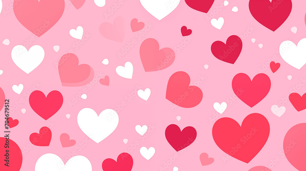 Valentine's Day, heart patterns, pink and red background, minimalistic simple vector illustration