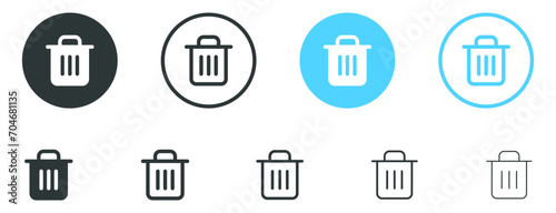 Trash can, bin icon. delete icon. remove icon. rubbish icon. garbage icon - Web icons set