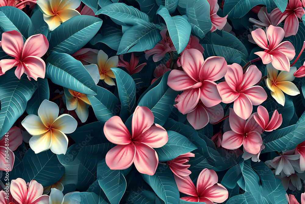 3D hawaiian flowers, realistic