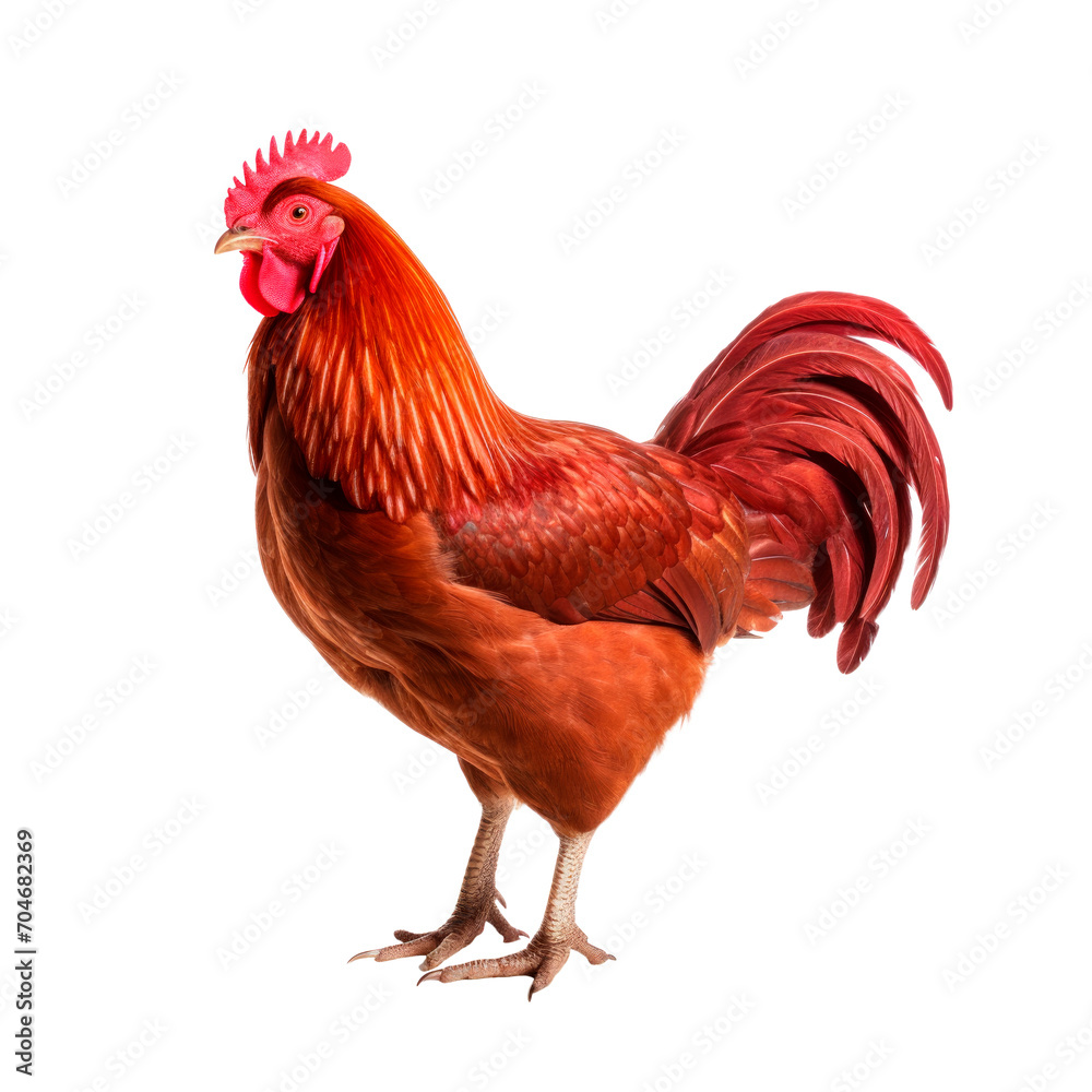Fototapeta premium Red link hen isolated on transparent background. PNG