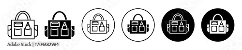 baby bag vector icon set collection. baby bag Outline flat Icon.