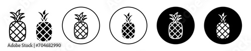 Pineapple vector icon set collection. Pineapple Outline flat Icon.