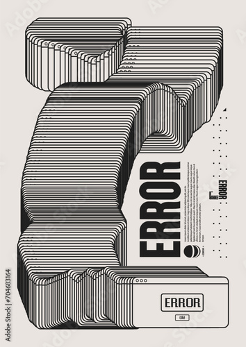 Abstract poster with crash error window. Message system errors at old user interface