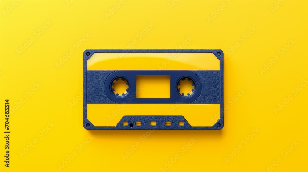 Obraz premium cassette tape on yellow background.