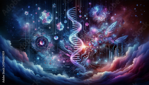 The Digital Enigma: Surreal Bioinformatics Journey © Kylan