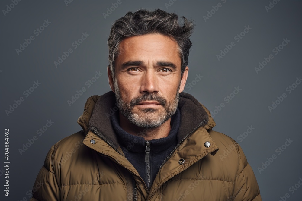 Portrait of a handsome mature man in a warm jacket. Men's beauty, fashion. Portrait of a handsome mature man in a warm jacket. Men's beauty, fashion.