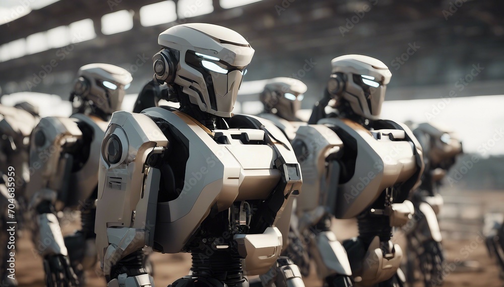 Fototapeta premium A squadron of humanoid robots