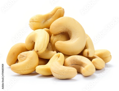A pile of cashew nuts isolated on a white background, photo