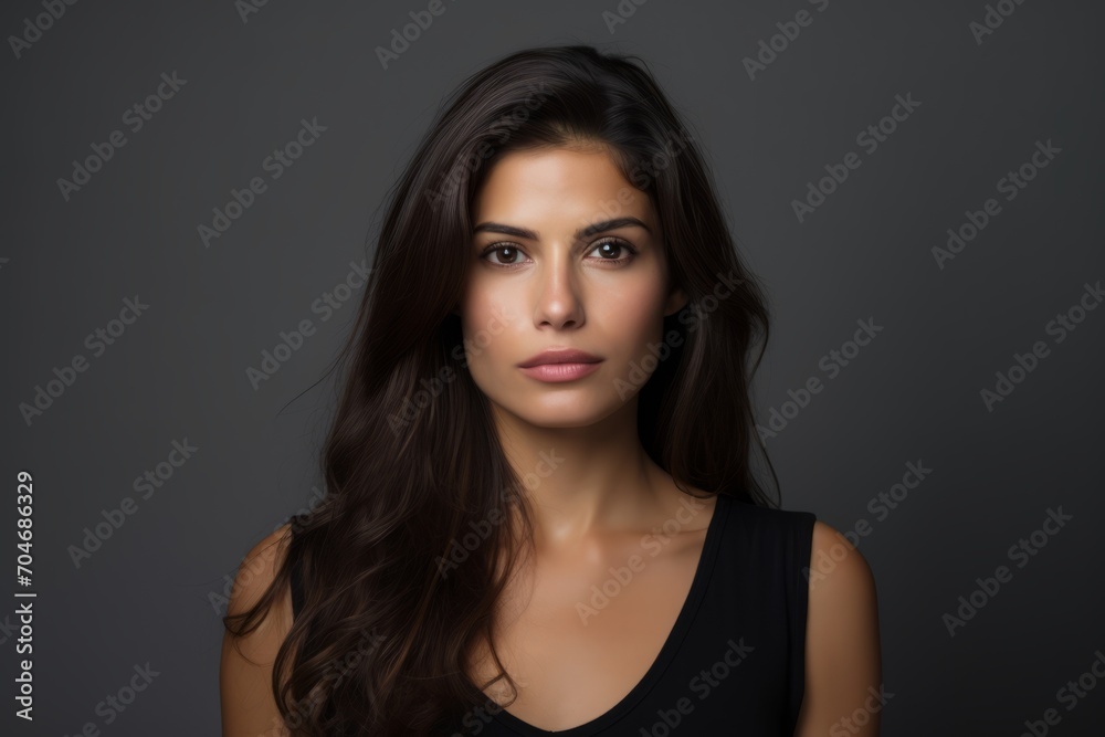 Portrait of a beautiful young brunette woman on a dark background Portrait of a beautiful young brunette woman on a dark background
