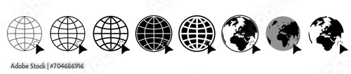 World icon simple set of globe outline icons on white background vector eps 10