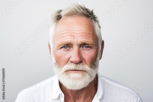 Portrait of senior man with white beard. Isolated on white background.