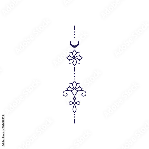 Geometric tattoo design with lotus flower line pattern