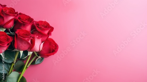 Rose flower background isolated on pink background. Generative AI